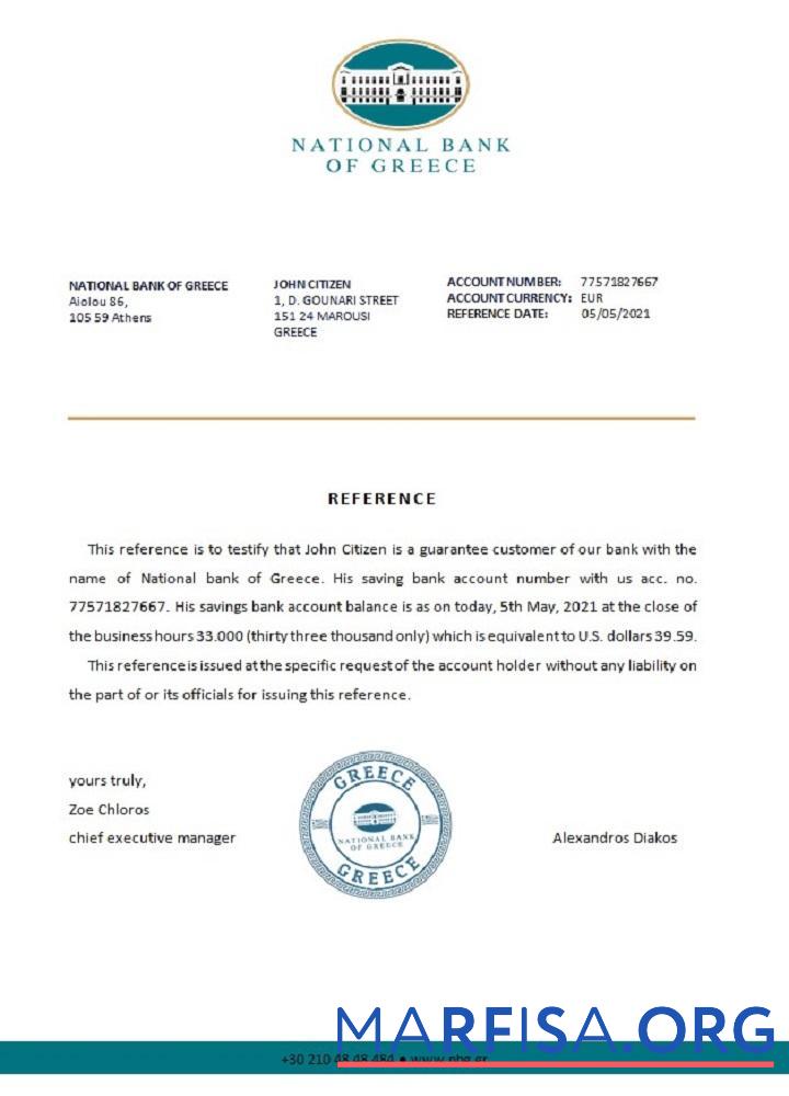 Realistic Greece National Bank of Greece reference example